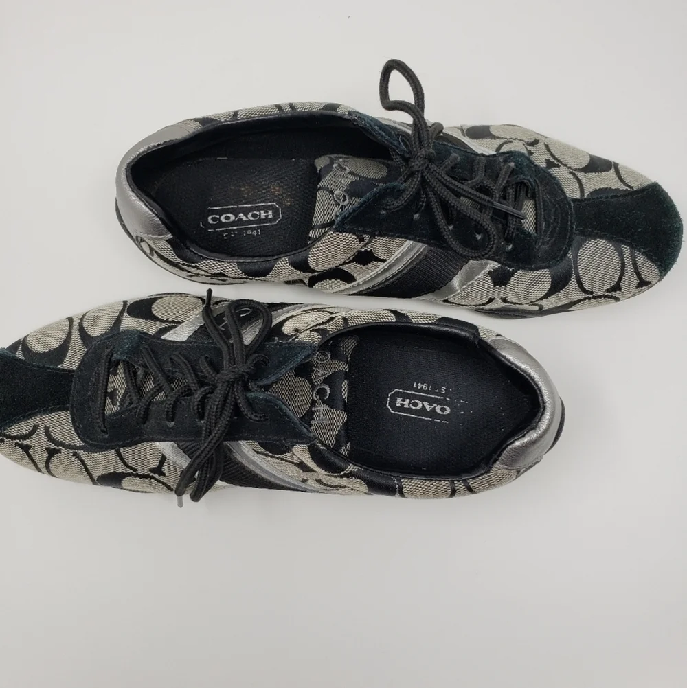 Coach Women's Sneakers Signature Jayme Black / Grey / Silver Size 6 M  Flaws